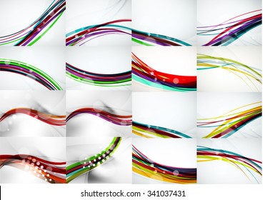 Conjunto de fondos abstractos, ondas borrosas suaves, plantillas de texto o de presentación de mensajes. Ilustración del vector