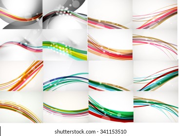 Conjunto de fondos abstractos, ondas borrosas suaves, plantillas de texto o de presentación de mensajes. Ilustración del vector