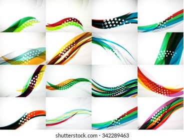 Conjunto de fondos abstractos, ondas borrosas suaves, plantillas de texto o de presentación de mensajes. Ilustración del vector