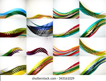 Conjunto de fondos abstractos, ondas borrosas suaves, plantillas de texto o de presentación de mensajes. Ilustración del vector