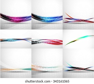 Conjunto de fondos abstractos, ondas borrosas suaves, plantillas de texto o de presentación de mensajes. Ilustración del vector