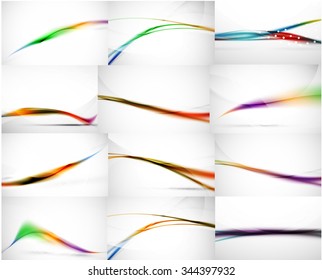Conjunto de fondos abstractos, ondas borrosas suaves, plantillas de texto o de presentación de mensajes. Ilustración del vector
