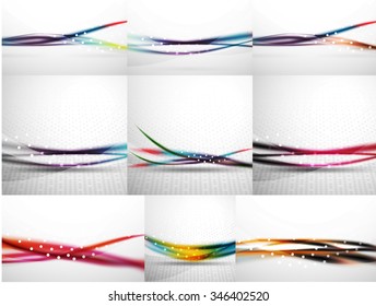 Conjunto de fondos abstractos, ondas borrosas suaves, plantillas de texto o de presentación de mensajes. Ilustración del vector