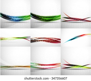 Conjunto de fondos abstractos, ondas borrosas suaves, plantillas de texto o de presentación de mensajes. Ilustración del vector