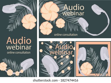 Set of abstract backgrounds for social networks.
 Headphones and colors to advertise Audi's webinar.