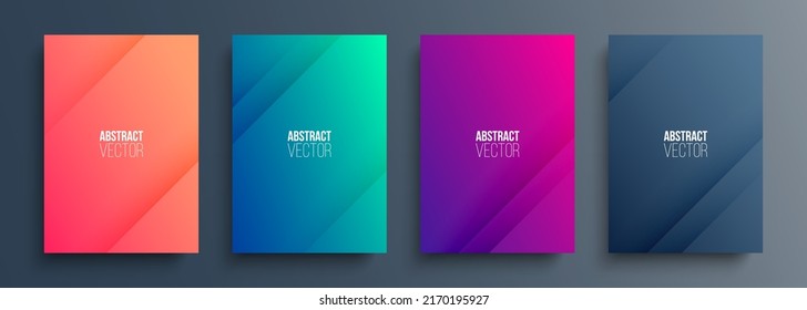 Conjunto de fondos abstractos con gradiente de color suave y líneas dinámicas para el diseño gráfico. Tapas de folletos. Ilustración vectorial.