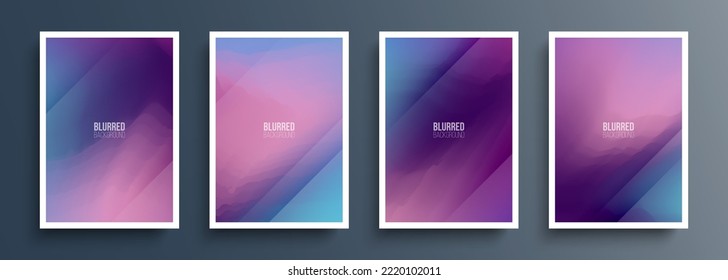 Set of abstract backgrounds with soft color gradient and dynamic lines for your graphic design. Brochure covers. Vector illustration.