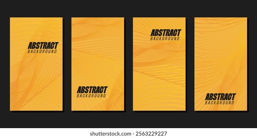 set of abstract backgrounds with soft gradient yellow curvy lines