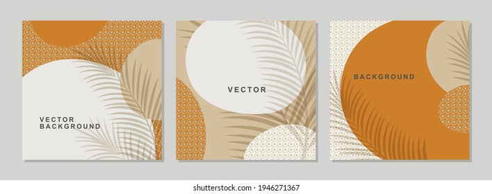 Set of abstract backgrounds with space for text. Organic trendy vector template with pattern texture.  For greeting cards, posters, invitation,banners and social media stories wallpapers and post