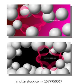 Set of abstract backgrounds with spheres and linear figure, template for covers, banners.