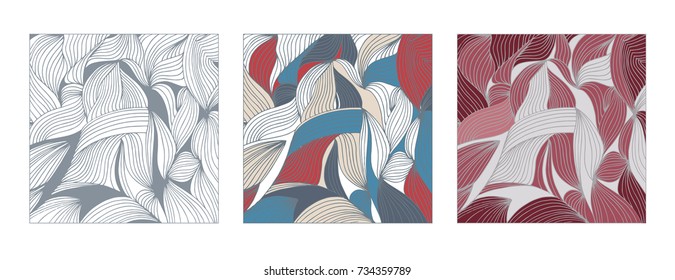 set of abstract backgrounds in the style of doodle.