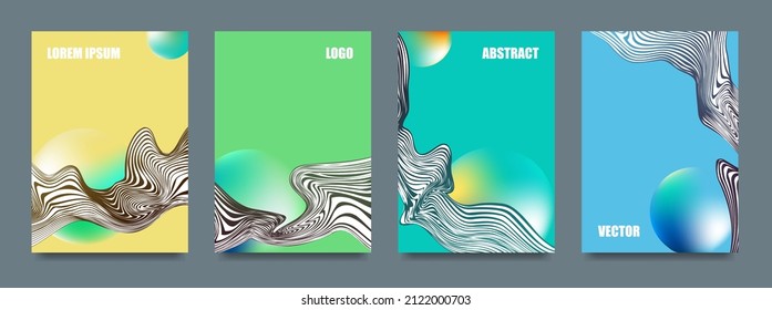 
Set of abstract backgrounds with twisted lines and colorful spheres. For banners, covers, booklets, leaflets. Vector format.