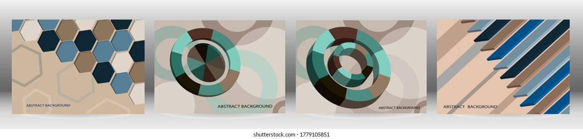 Conjunto de fondos abstractos, vector. Formas geométricas volumétricas. Diseño de portada para revista, libro, splash, banner.