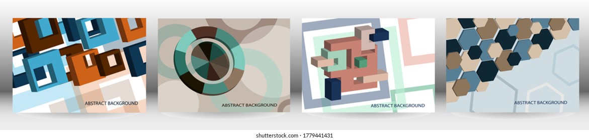 Set of abstract backgrounds, vector. Volumetric geometric shapes. Cover design for magazine, book, splash, banner.