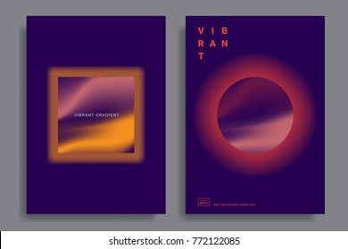 Set of abstract backgrounds with vibrant gradient shapes. Design template for covers, placards, posters, flyers, presentations, cards, banners, advertisement, identity. Vector illustration. Eps10