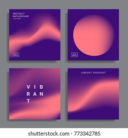 Set of abstract backgrounds with vibrant gradient shapes. Design template for covers, placards, posters, flyers, presentations, cards, banners, advertisement, identity. Vector illustration. Eps10