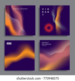 Set of abstract backgrounds with vibrant gradient shapes. Design template for covers, placards, posters, flyers, presentations, cards, banners, advertisement, identity. Vector illustration. Eps10