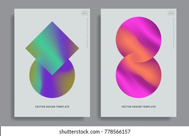 Set of abstract backgrounds with vibrant gradient shapes. Design template for covers, placards, posters, flyers, presentations, cards, banners, advertisement, identity. Vector illustration. Eps10