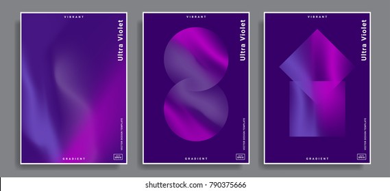 Set of abstract backgrounds with vibrant gradient shapes. Design template for covers, placards, posters, flyers, presentations, cards, banners, advertisement, identity. Vector illustration. Eps10