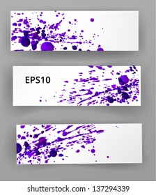 Set of abstract backgrounds with violet splashes. Vector illustration