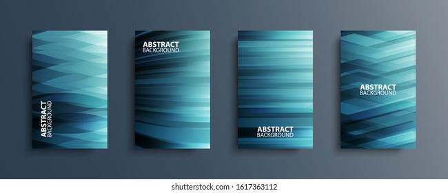 Set of abstract backgrounds with wave or line patterns. Covers collection for brochures, posters, banners, flyers and cards. Vector illustration.