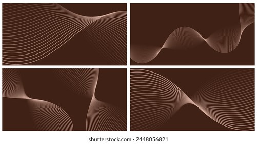 Conjunto de fondos abstractos con ondas para el Anuncio. Mediano tamaño de Anuncio. Fondo de Vector con líneas. Elemento para diseño aislado en marrón. Color marrón. Folleto, folleto