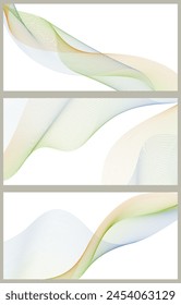 Set of abstract backgrounds with waves for banner. Medium banner size. Vector background with lines. Elements for design isolated on white. Brochure, booklet. Colorful