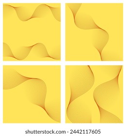 Set of abstract backgrounds with waves isolated on white. Vector banners with lines. Geometric element for design. Yellow and orange gradient