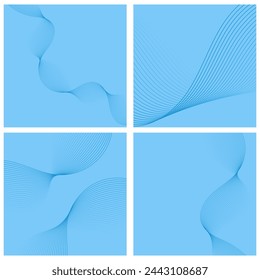 Set of abstract backgrounds with waves isolated on white. Vector banners with lines. Geometric element for design. Blue color. Ocean, sea, sky