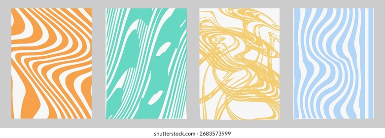 Set of Abstract Backgrounds Waves Stripes Vector Illustration