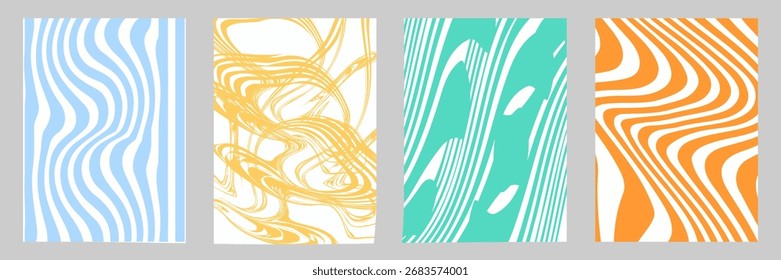 Conjunto de fondos abstractos Ondas Rayas Ilustración vectorial