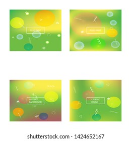 Set of abstract backgrounds for your projects. Light graphic mesh. Simple convenient vector. Minimal plain and easy pattern. New original green backdrops.