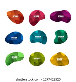 Set of abstract badge design banner templates with paper cut shapes. Bright modern abstract design. Vector Illustration.