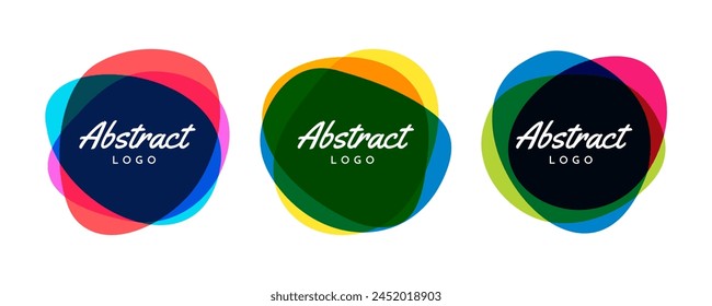 Set of abstract badge fluid liquid shape colorful logo designs