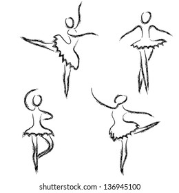 Set of abstract ballet dancers