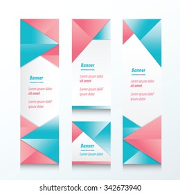 set of abstract banner blue and pink color