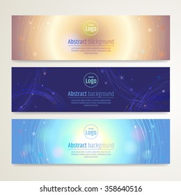 Set of abstract banner design with line sparkle background in vector