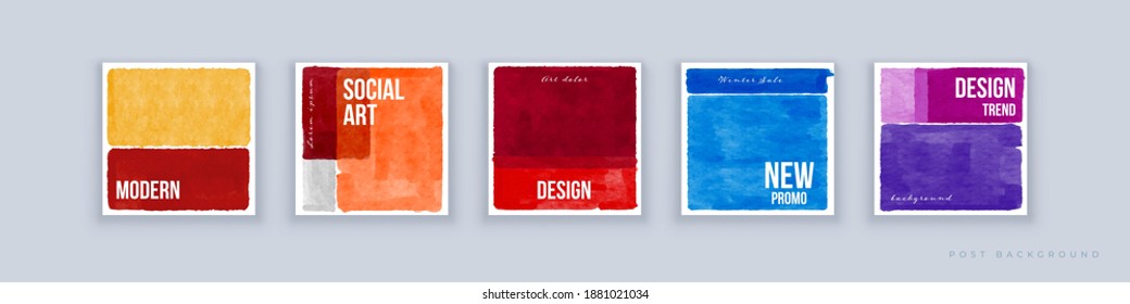 Set of Abstract Banner Design for Social Media, Stories and Post. Modern Background in Vivid Colors. Modern Abstract Hand Painting Artwork for web Banner