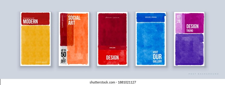 Set of Abstract Banner Design for Social Media, Stories and Post. Modern Background in Vivid Colors. Modern Abstract Hand Painting Artwork for web Banner