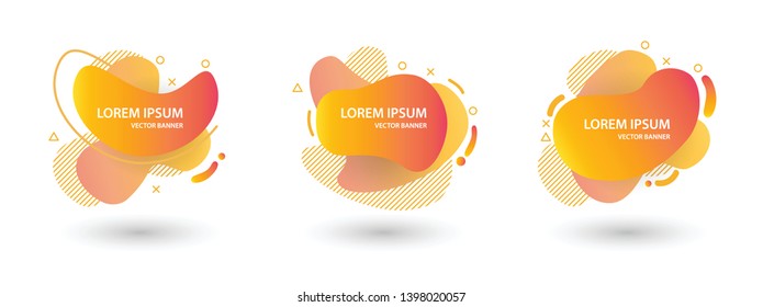 Set abstract banner gradient color style.  Fluid geometric frame modern shapes. Vector flat design for business cards, invitations, sale banner, flyers, brochures.