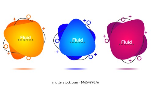 Set of abstract banner. Liquid shape elements with color gradient. Vector illustrations