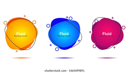 Set of abstract banner. Liquid shape elements with color gradient. Vector illustrations