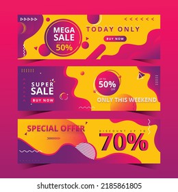 Set Of Abstract Banner Template Collection Vector Illustration, Good For Online Shop, Marketplace, and Social Media Promotion