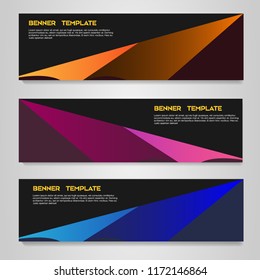 Set of Abstract banner template Design. Modern Colorful business banner template. Blue, Orange and Pink Banner design. Horizontal advertising banner.