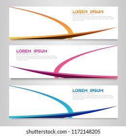Diseño de conjunto de plantillas de banner abstracto. Moderna plantilla de banner comercial colorido. Diseño de banner azul, naranja y rosa. Banner publicitario horizontal.