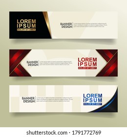 set abstract banner template design with luxury and elegant flow line shape ornate on modern pattern background. vector illustration