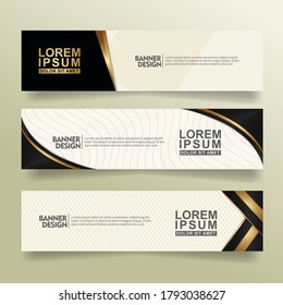 set abstract banner template design with luxury and elegant flow line shape ornate on modern pattern background. vector illustration