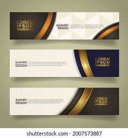 Set abstract banner template design with luxury and elegant lines shape ornate on modern pattern background