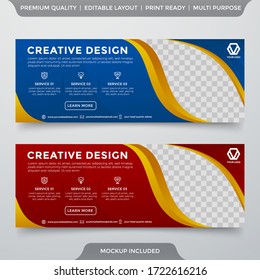 set of abstract banner template with modern and simple style use for business ads and web banner design