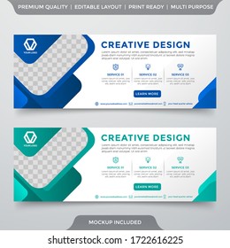 set of abstract banner template with modern and simple style use for business ads and web banner design